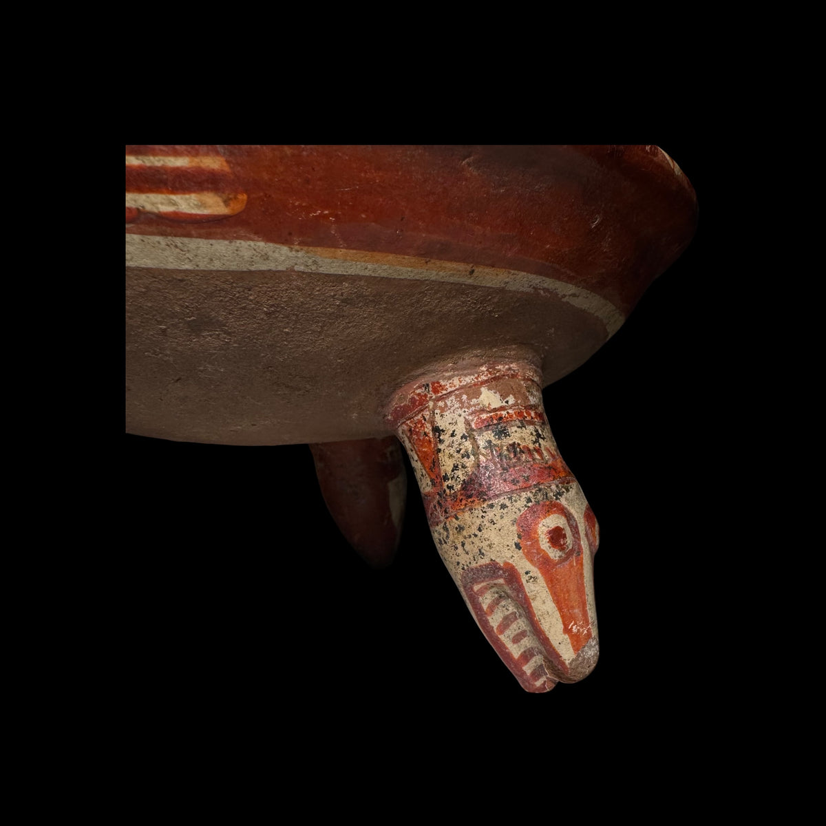 Pre-Columbian Polychrome Tripod Bowl with Zoomorphic Rattle Legs