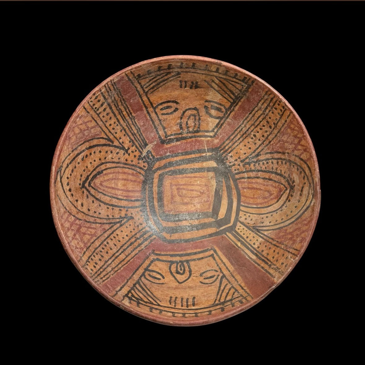 Pre-Columbian Nicoya Polychrome Tripod Rattle Bowl