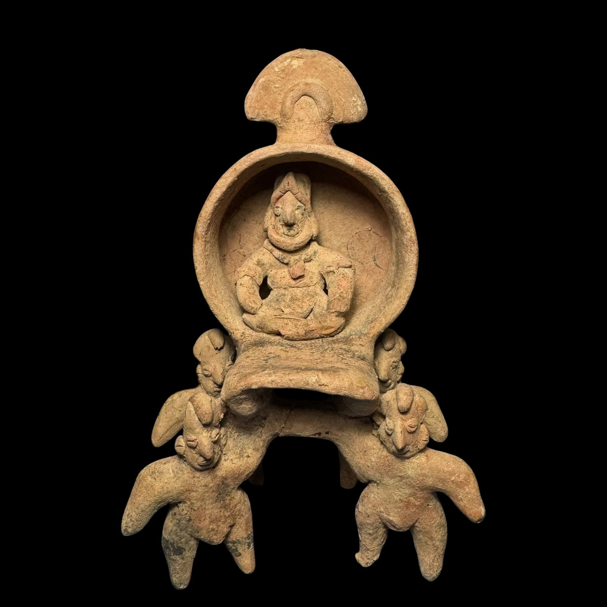Pre-Columbian Colima Palanquin Whistle with Four Bearers