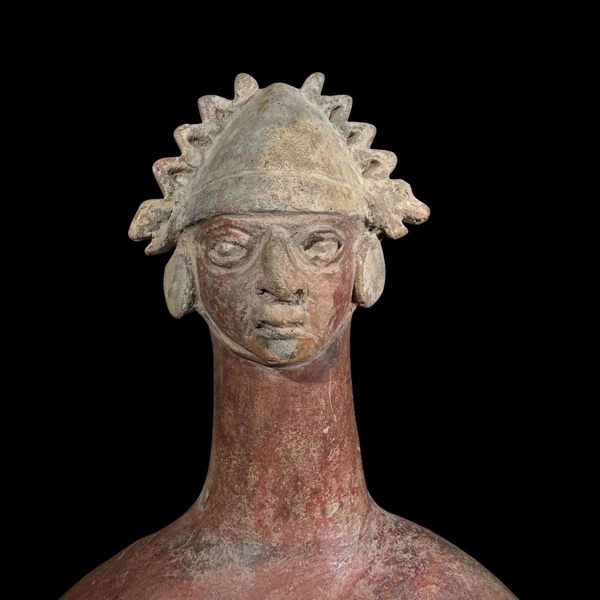 Pre-Columbian Moche Canchero with Warrior Headdress and Serpent Motifs