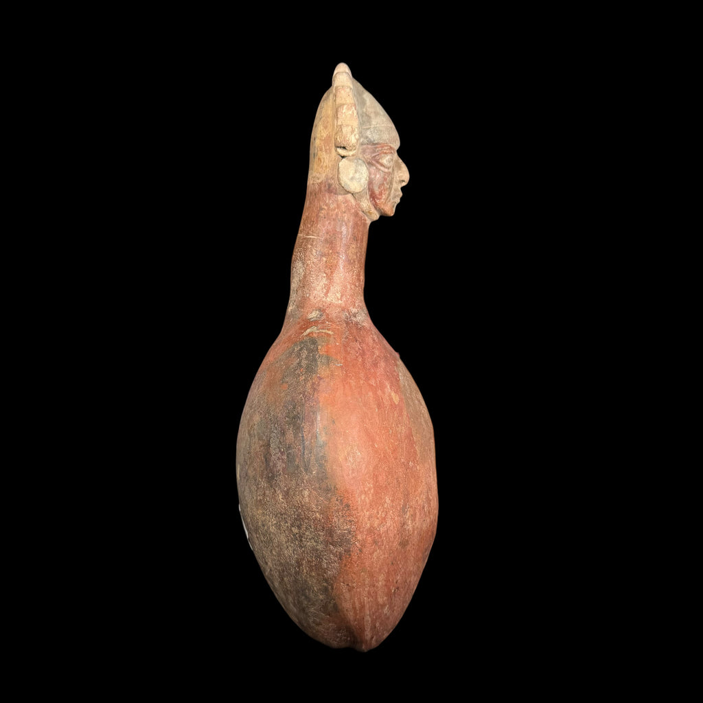 Pre-Columbian Moche Canchero with Warrior Headdress and Serpent Motifs