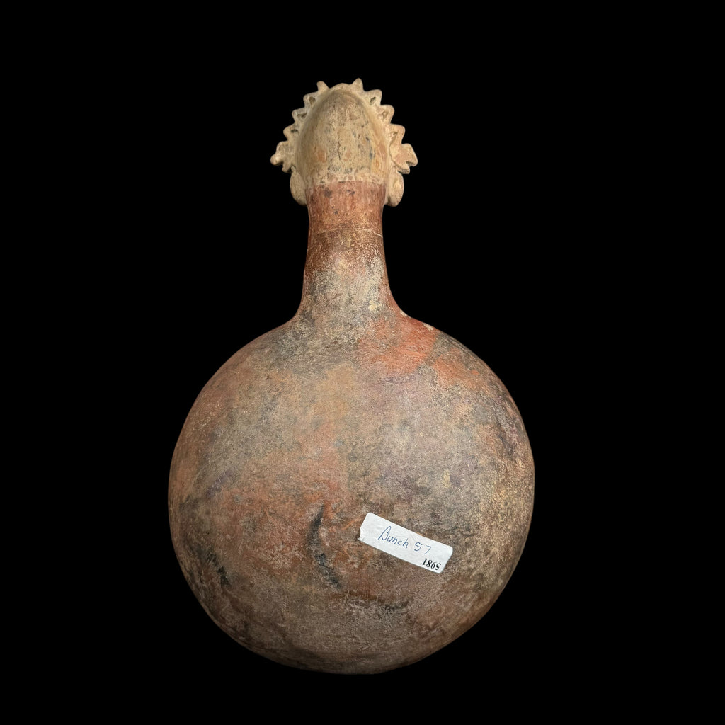 Pre-Columbian Moche Canchero with Warrior Headdress and Serpent Motifs