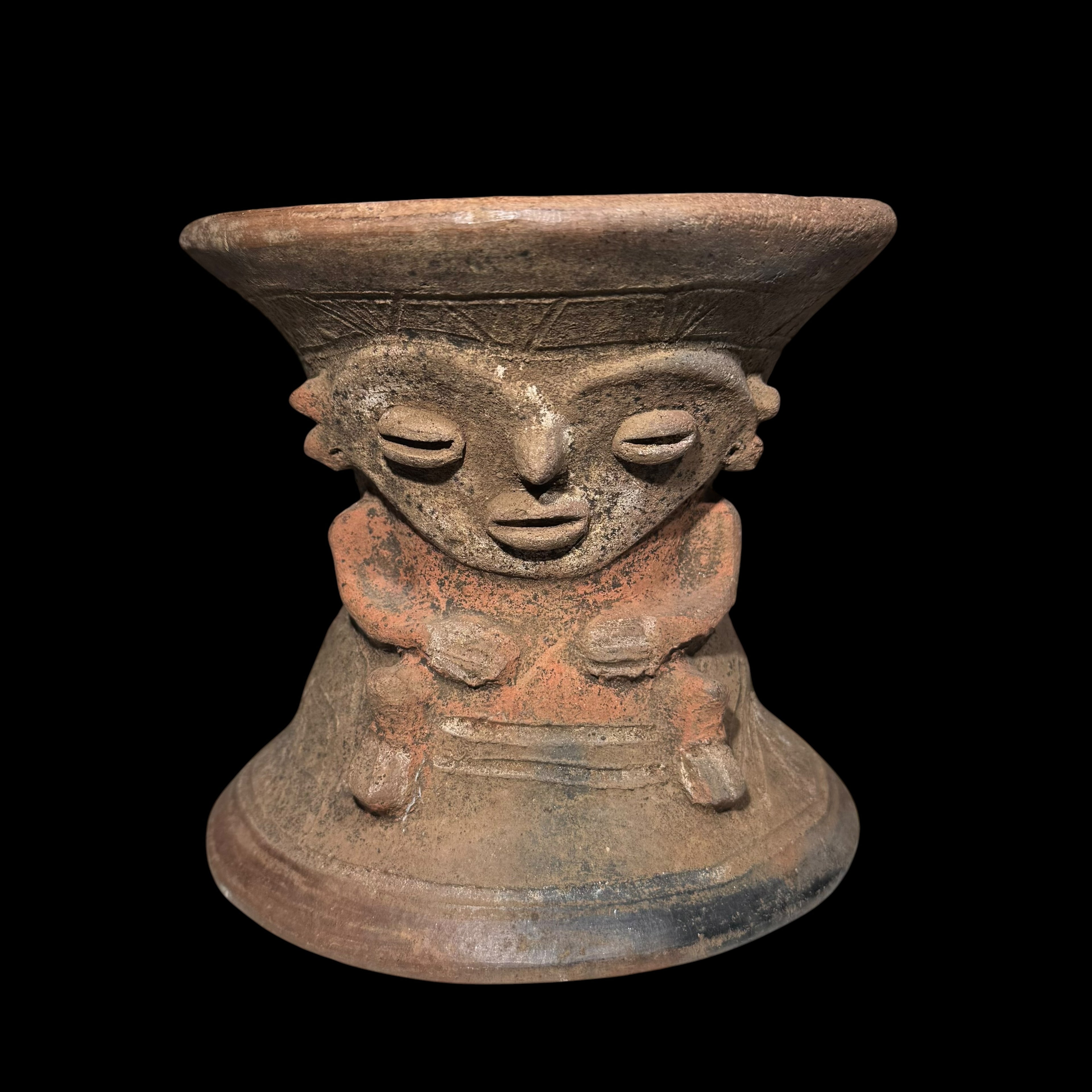 Pre-Columbian Maya Figural Pottery Censer stand