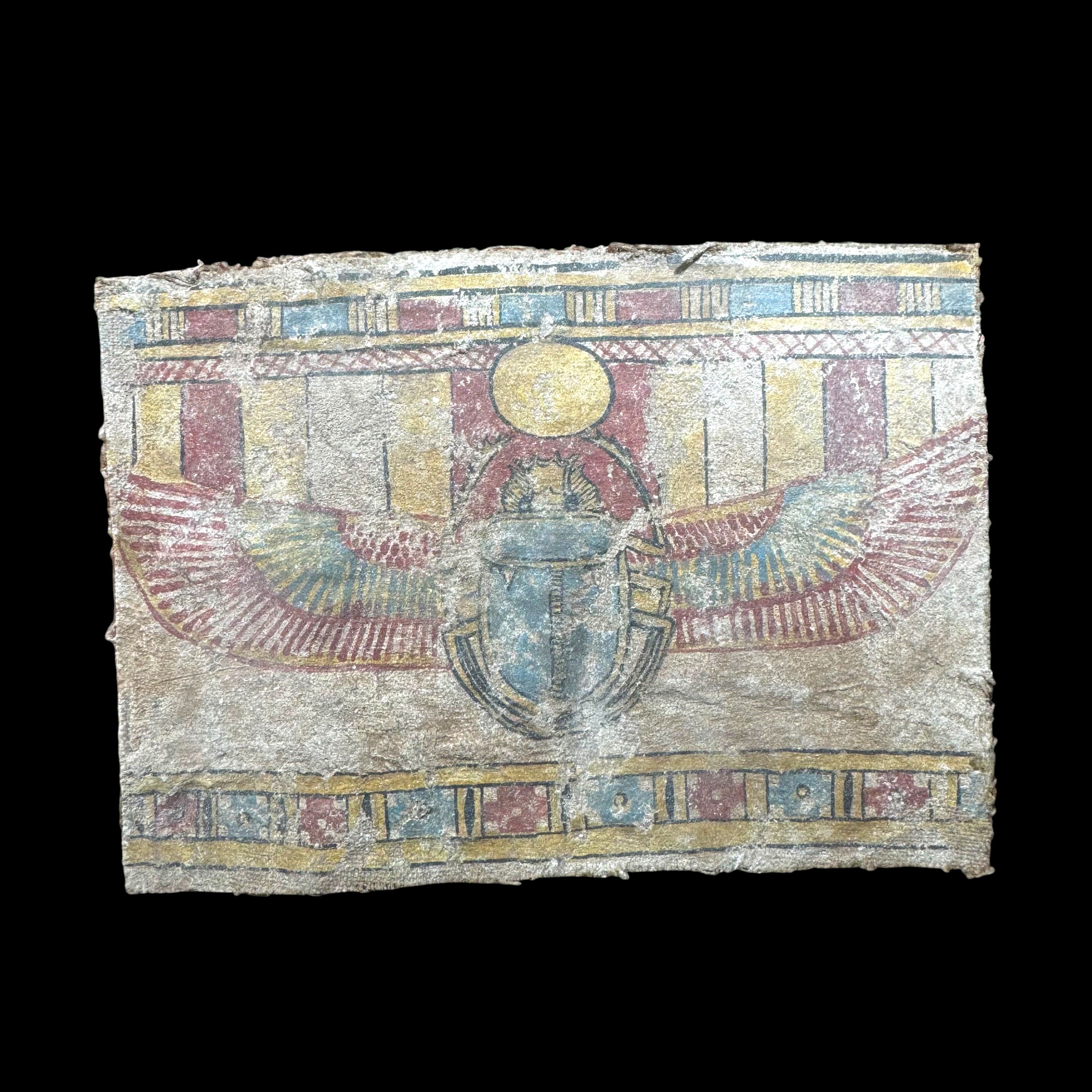 Ancient Egyptian Painted Funerary Textile Fragment