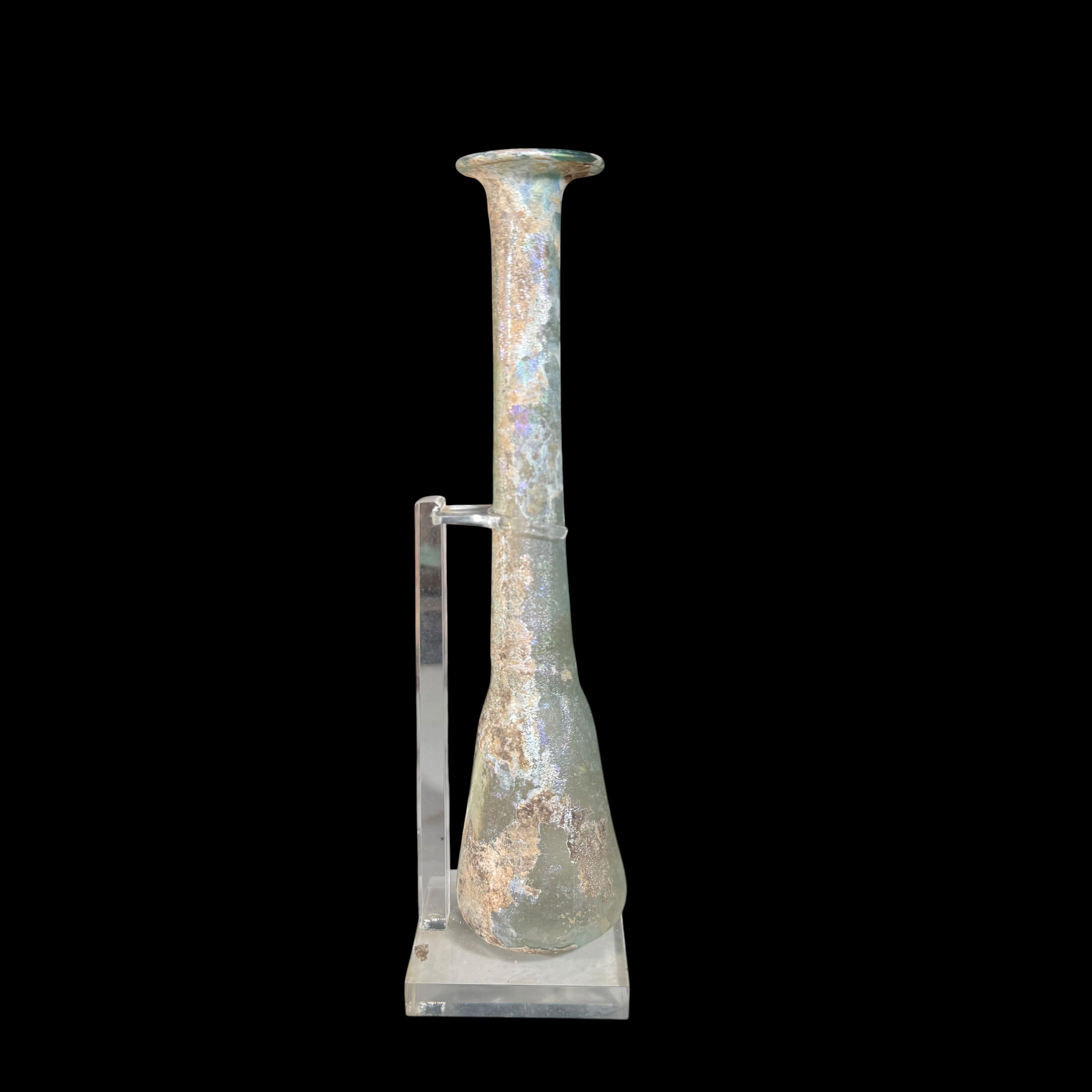 Ancient Roman Green Glass Unguentarium