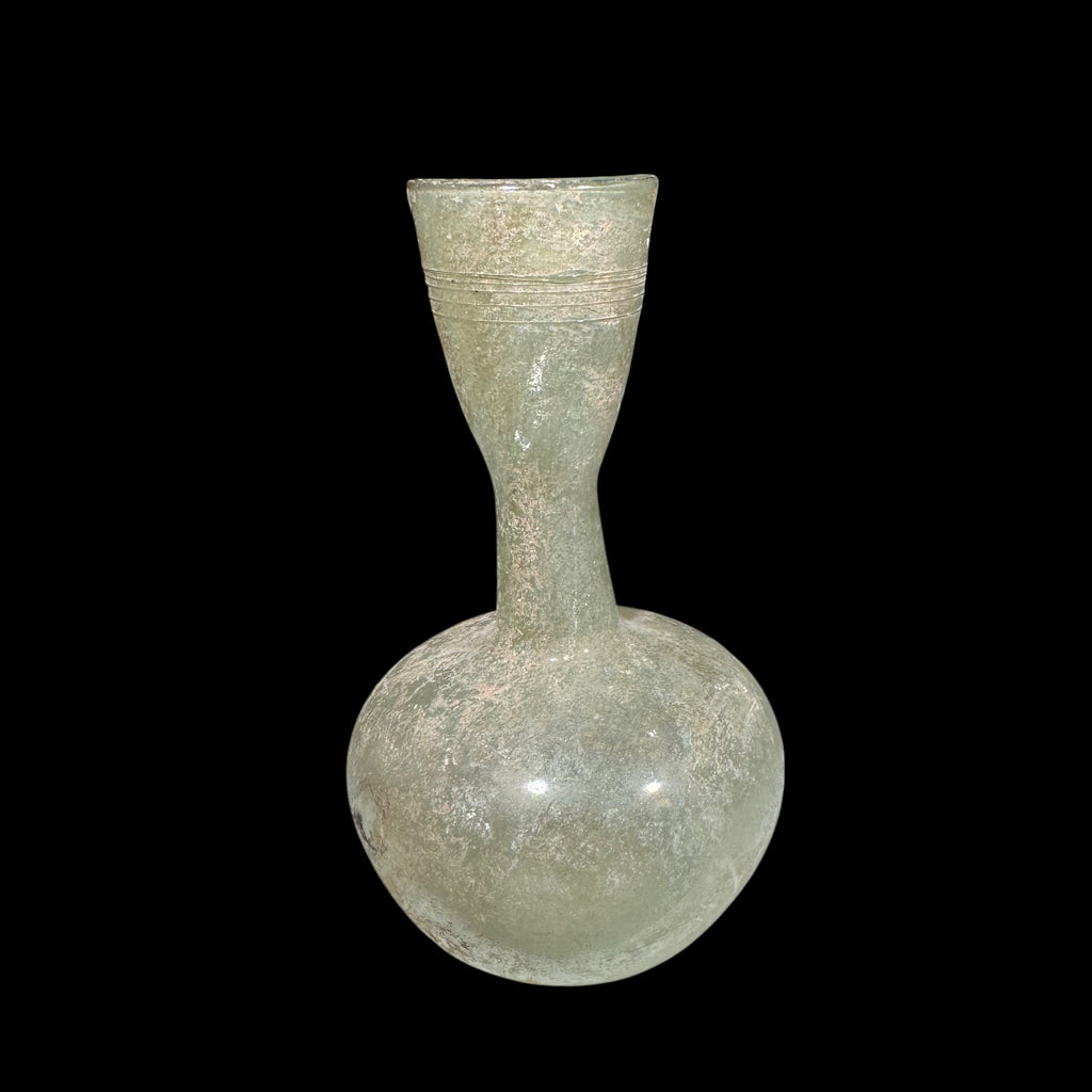 Large Roman Glass Flask with Thread Decoration