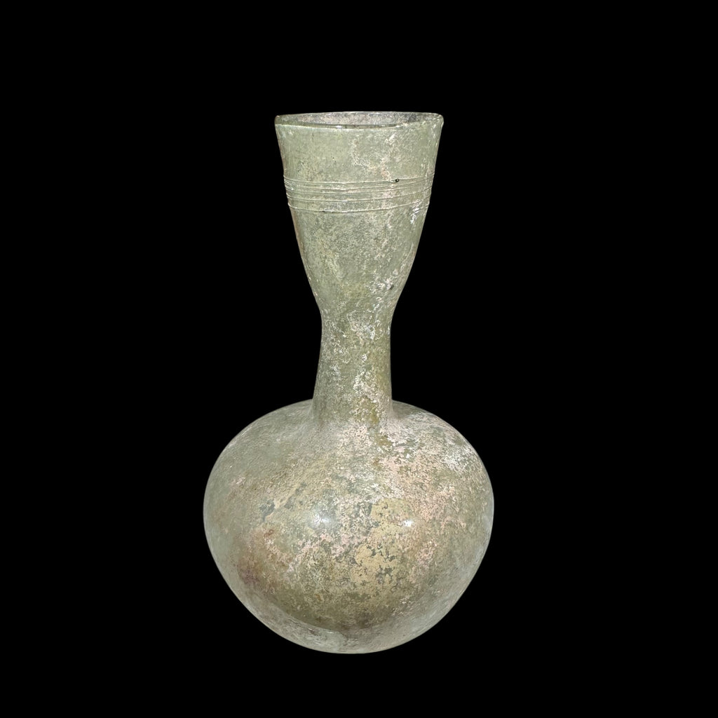 Large Roman Glass Flask with Thread Decoration