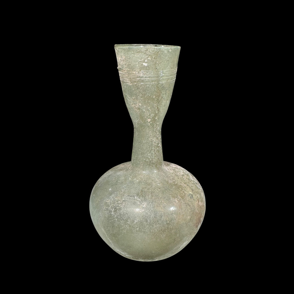 Large Roman Glass Flask with Thread Decoration