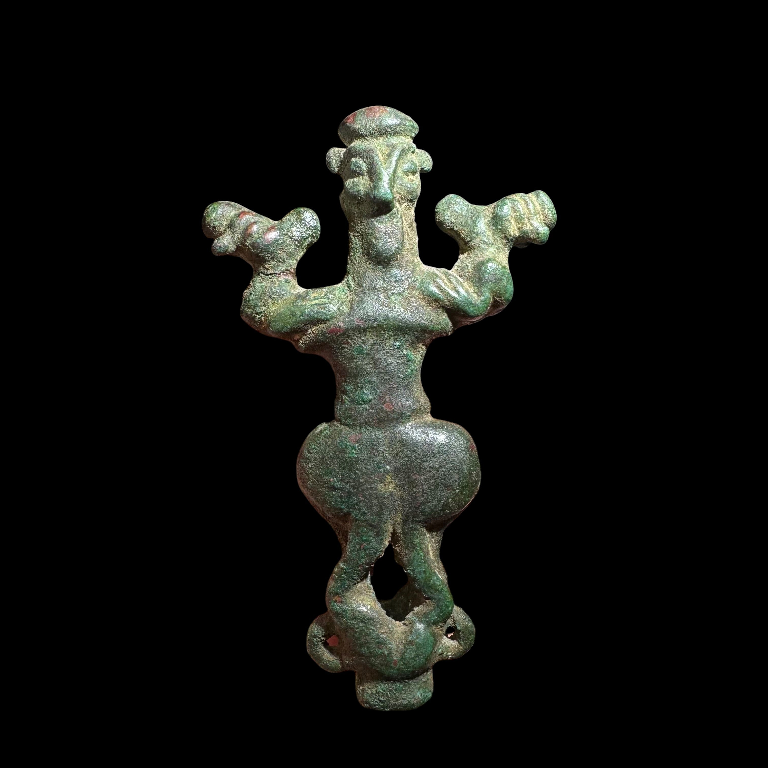 Ancient Luristan Bronze “Master of Animals” Standard Finial