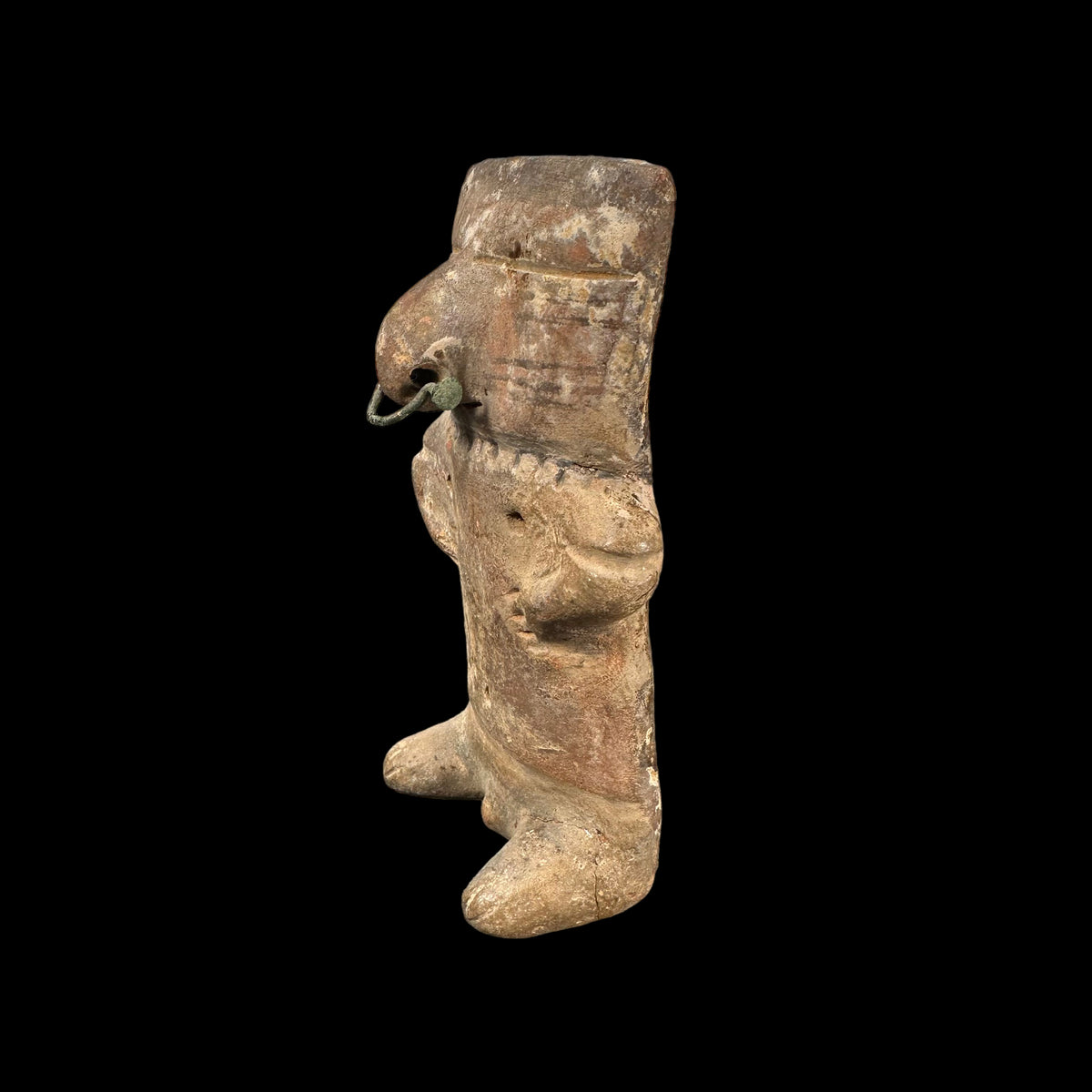 Quimbaya Seated Slab Figure with bronze nose ring
