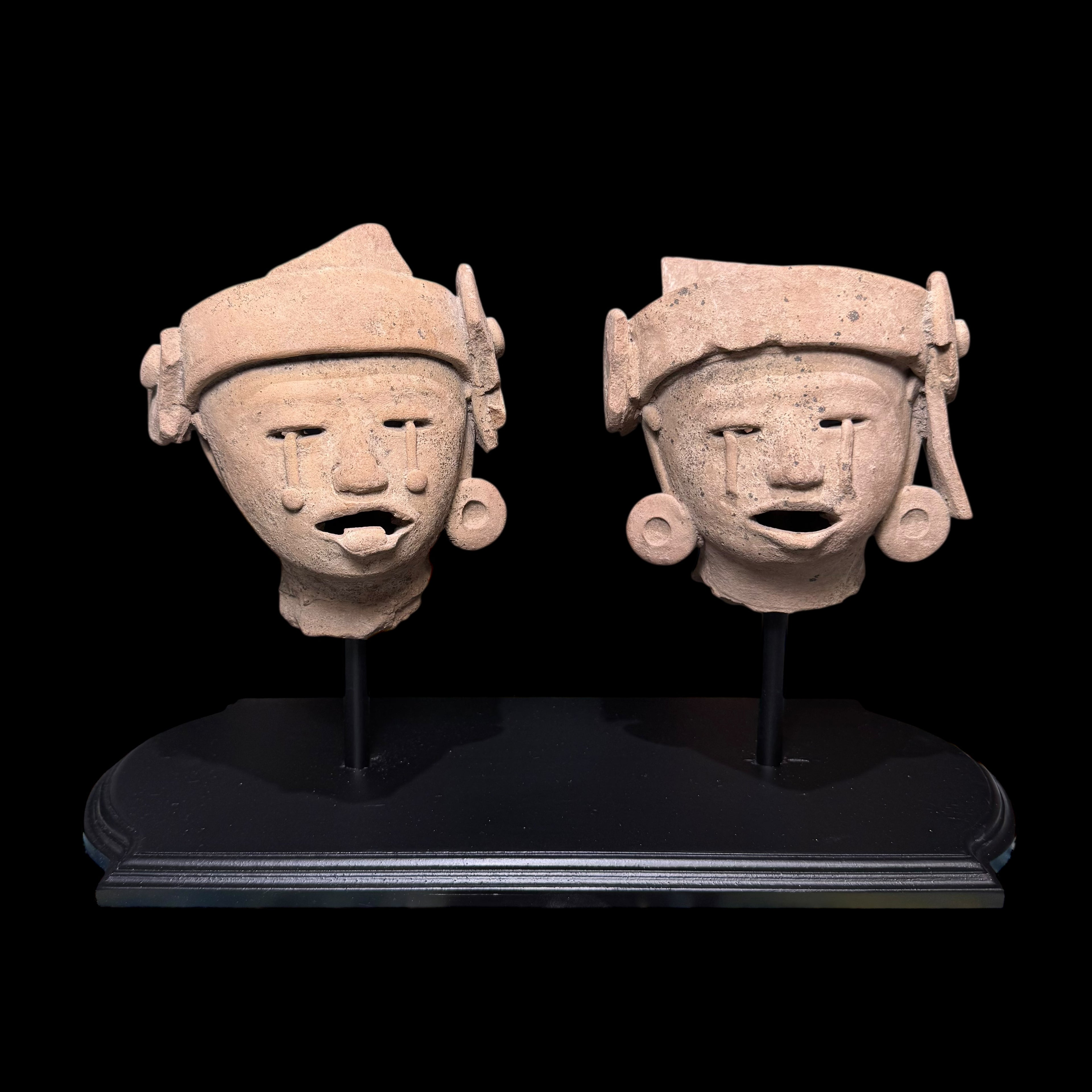 Pair of Pre-Columbian Veracruz Pottery Head Fragments