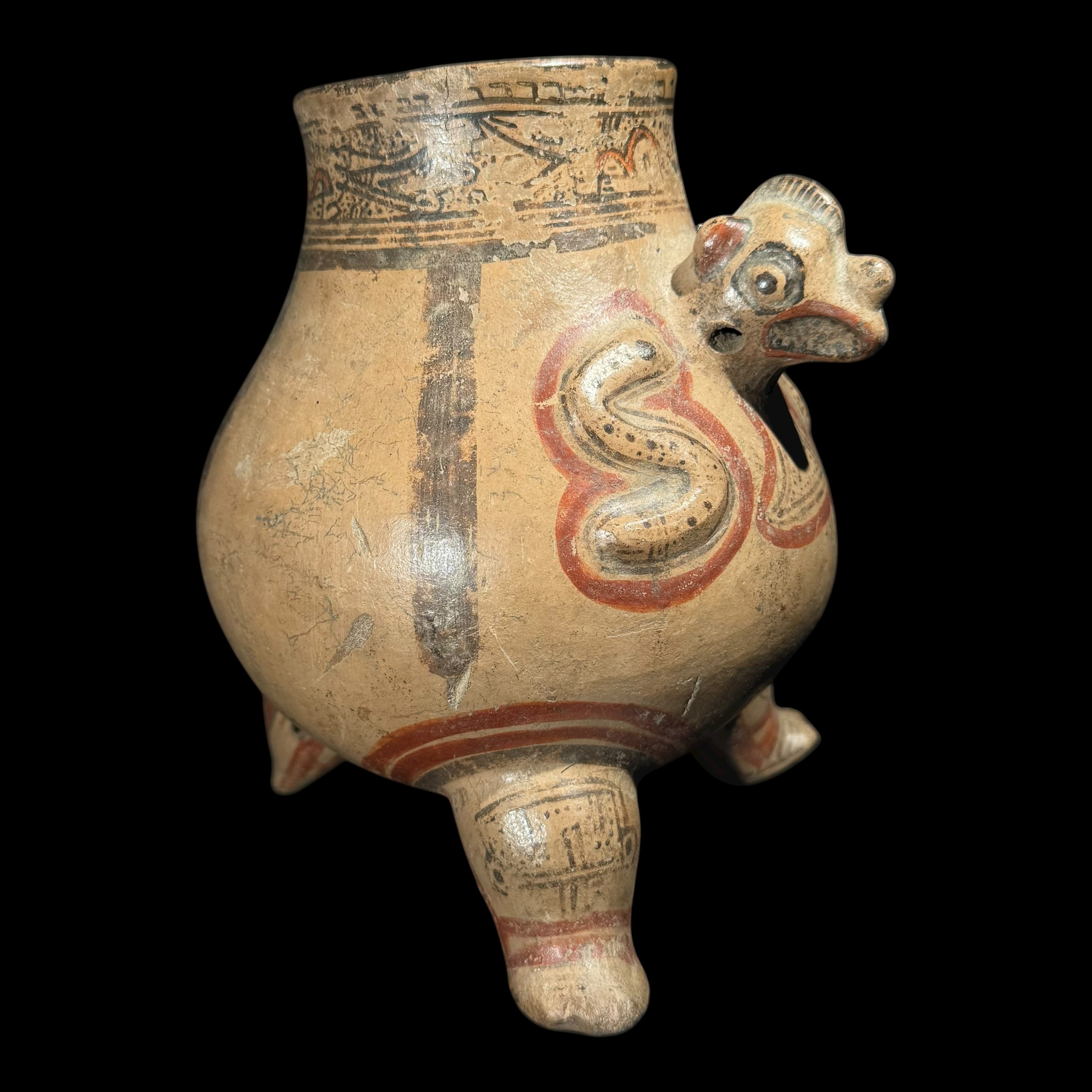 Pre-Columbian Costa Rican Nicoya Polychrome tripod urn