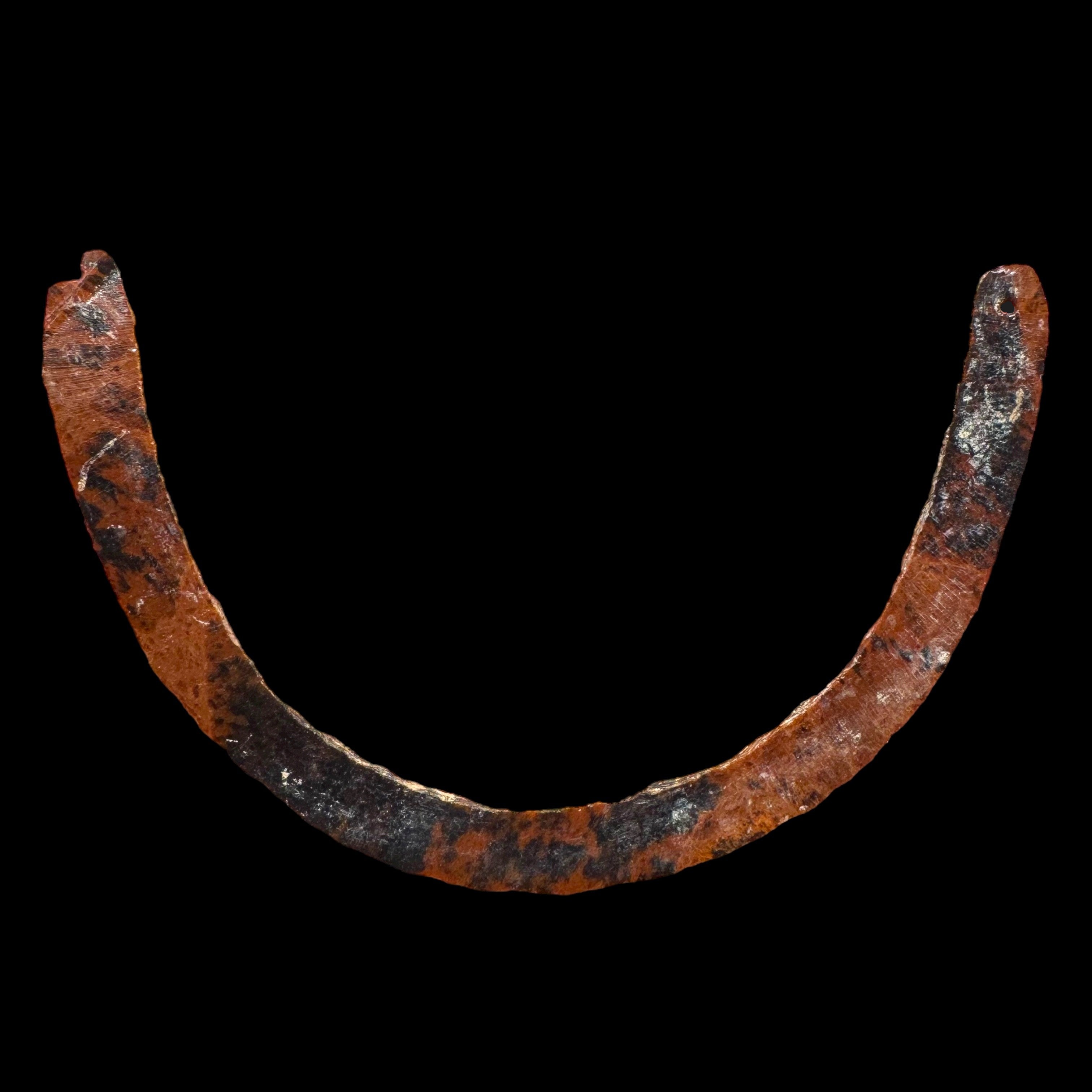 Pre-Columbian Colima obsidian mahogany crescent