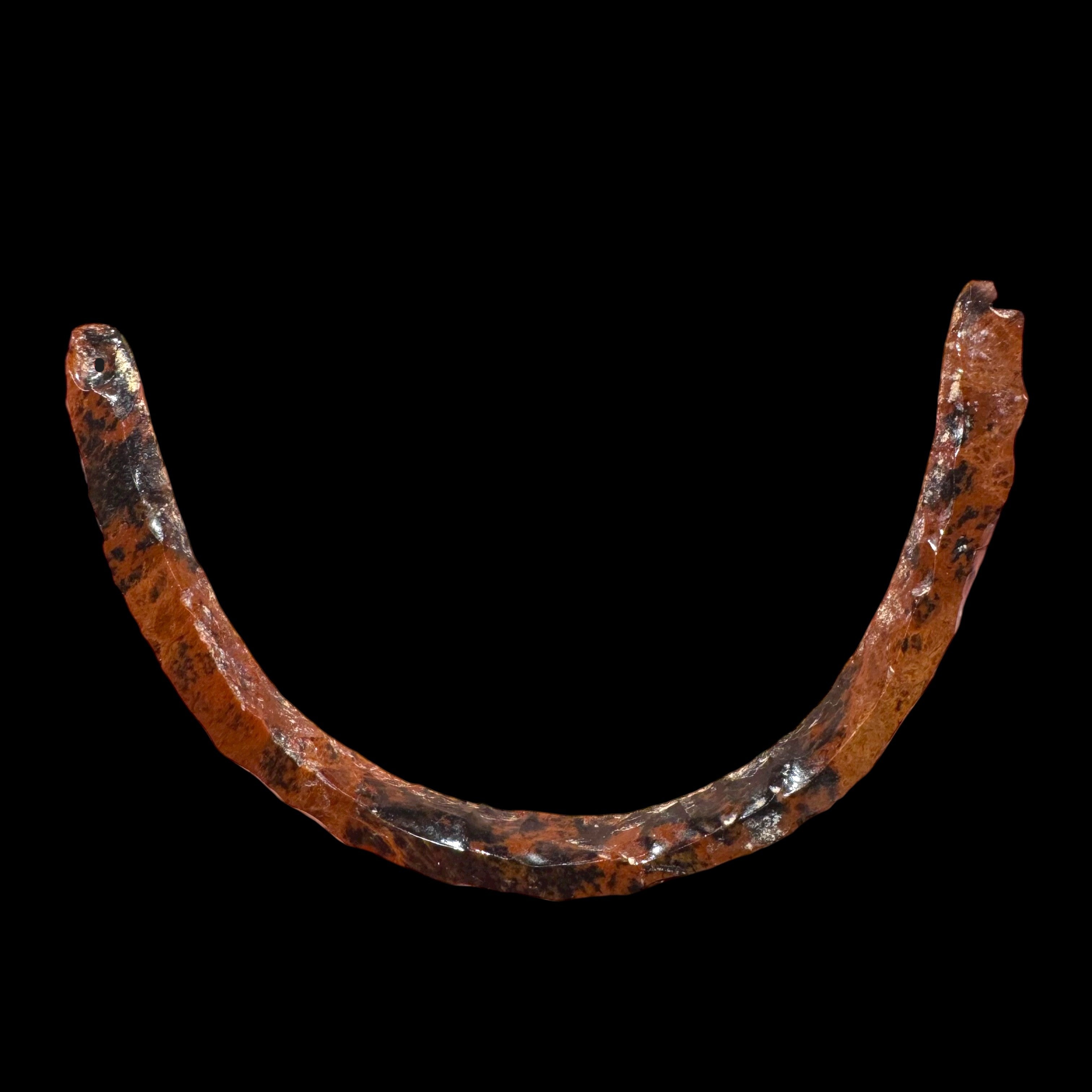 Pre-Columbian Colima obsidian mahogany crescent