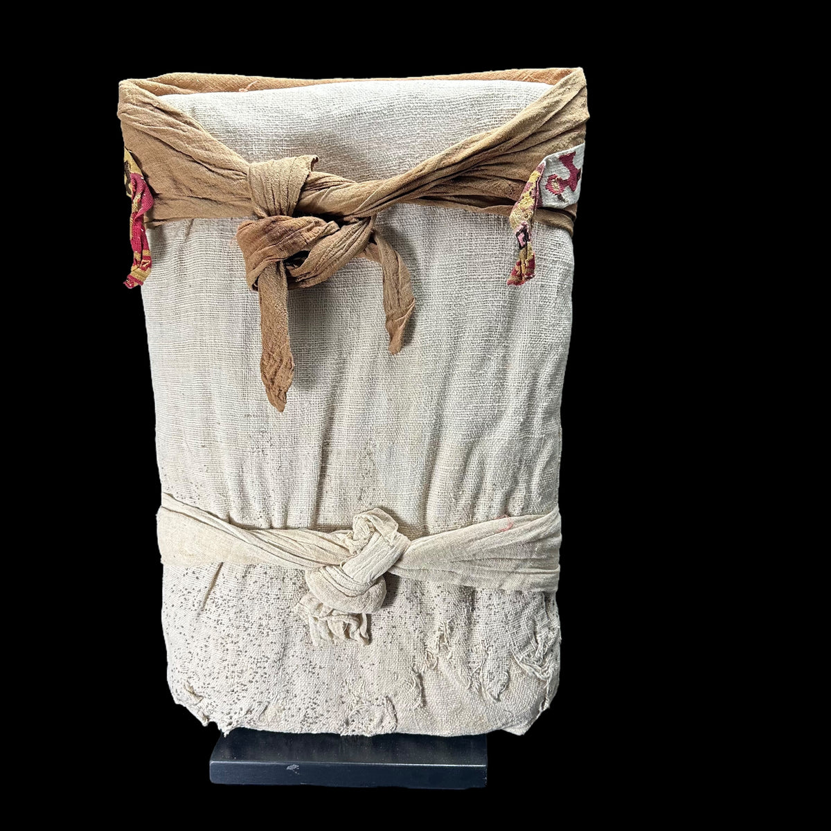 Published Pre-Columbian Chancay Textile head for mummy bundle