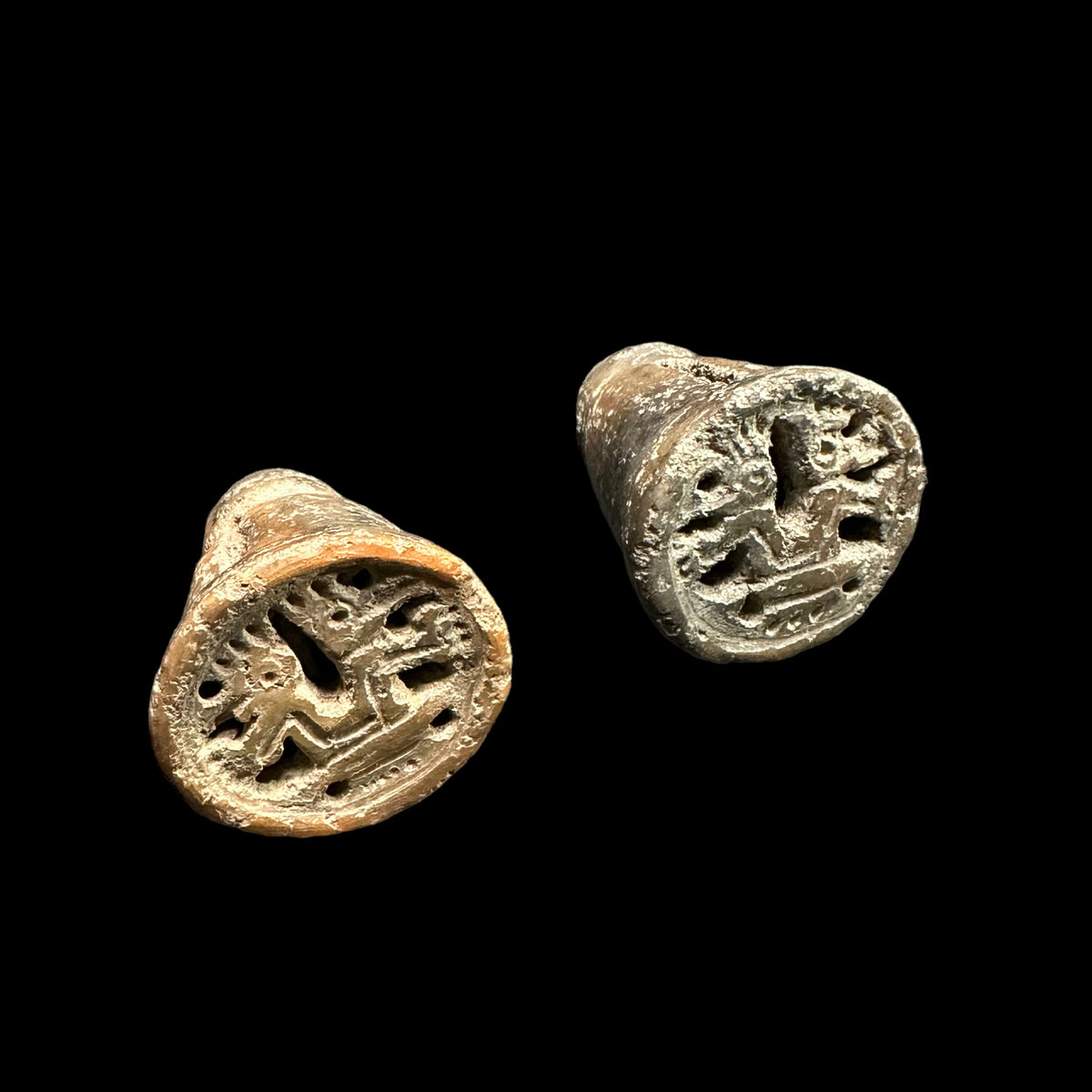 Scarce Pre-Columbian San Jeronimo ear ornaments