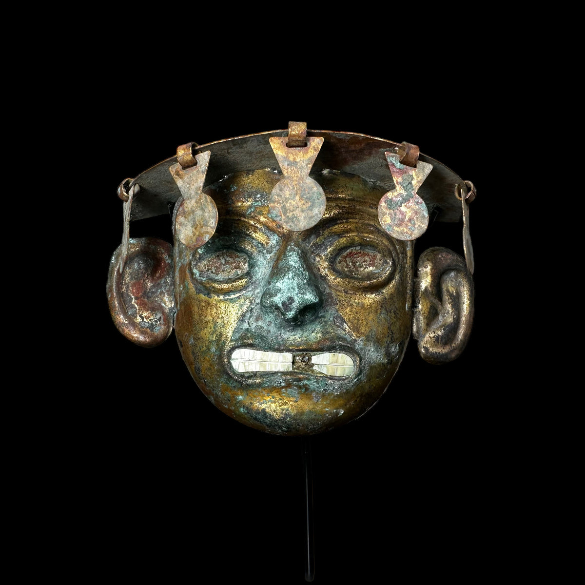 Pre-Columbian Moche gold gilded mask