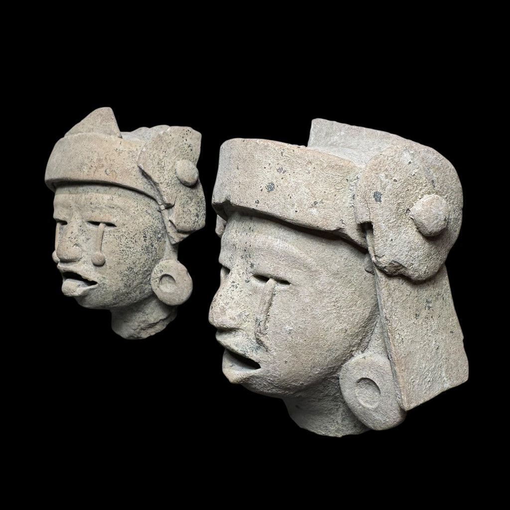 Pair of Pre-Columbian Veracruz Pottery Head Fragments