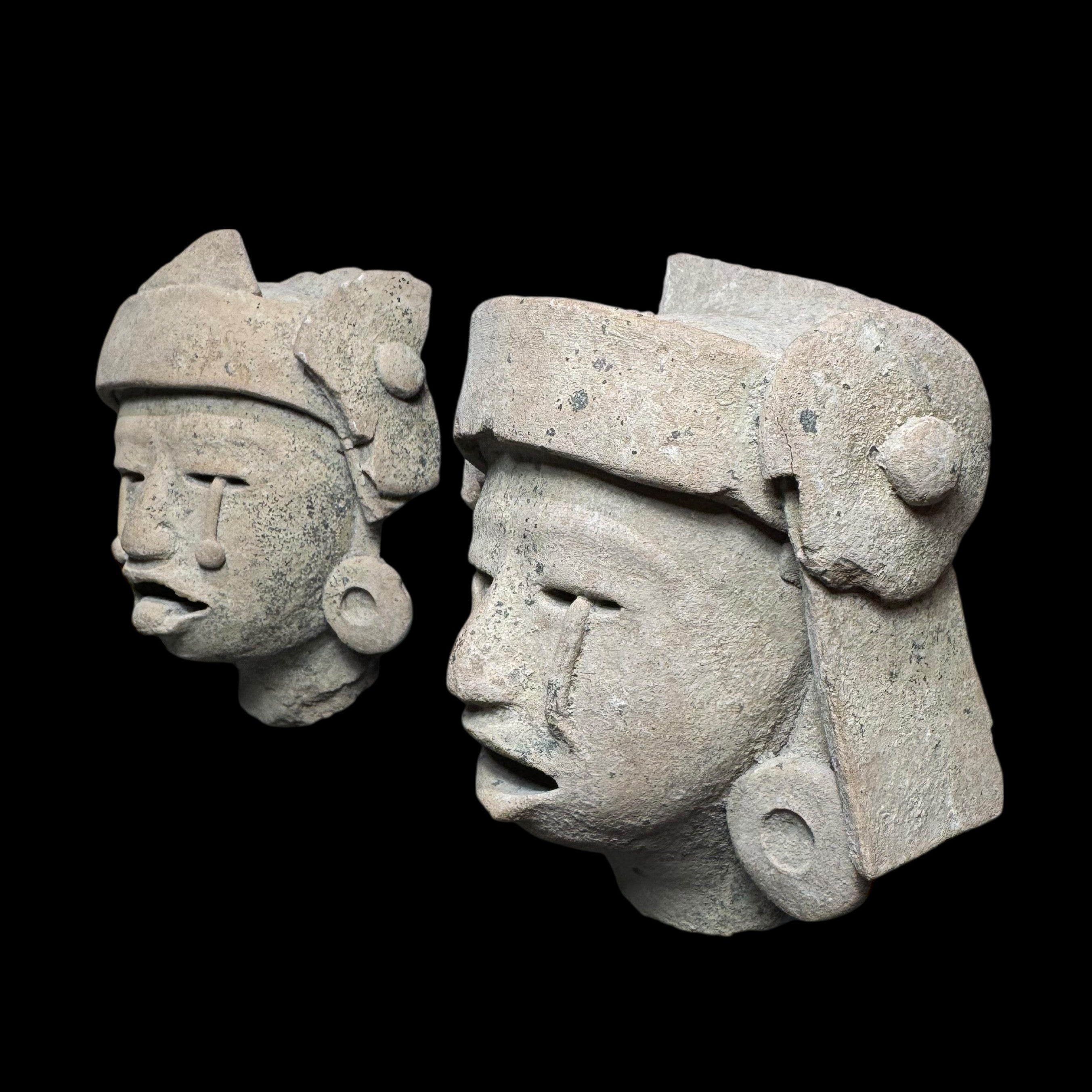 Pair of Pre-Columbian Veracruz Pottery Head Fragments