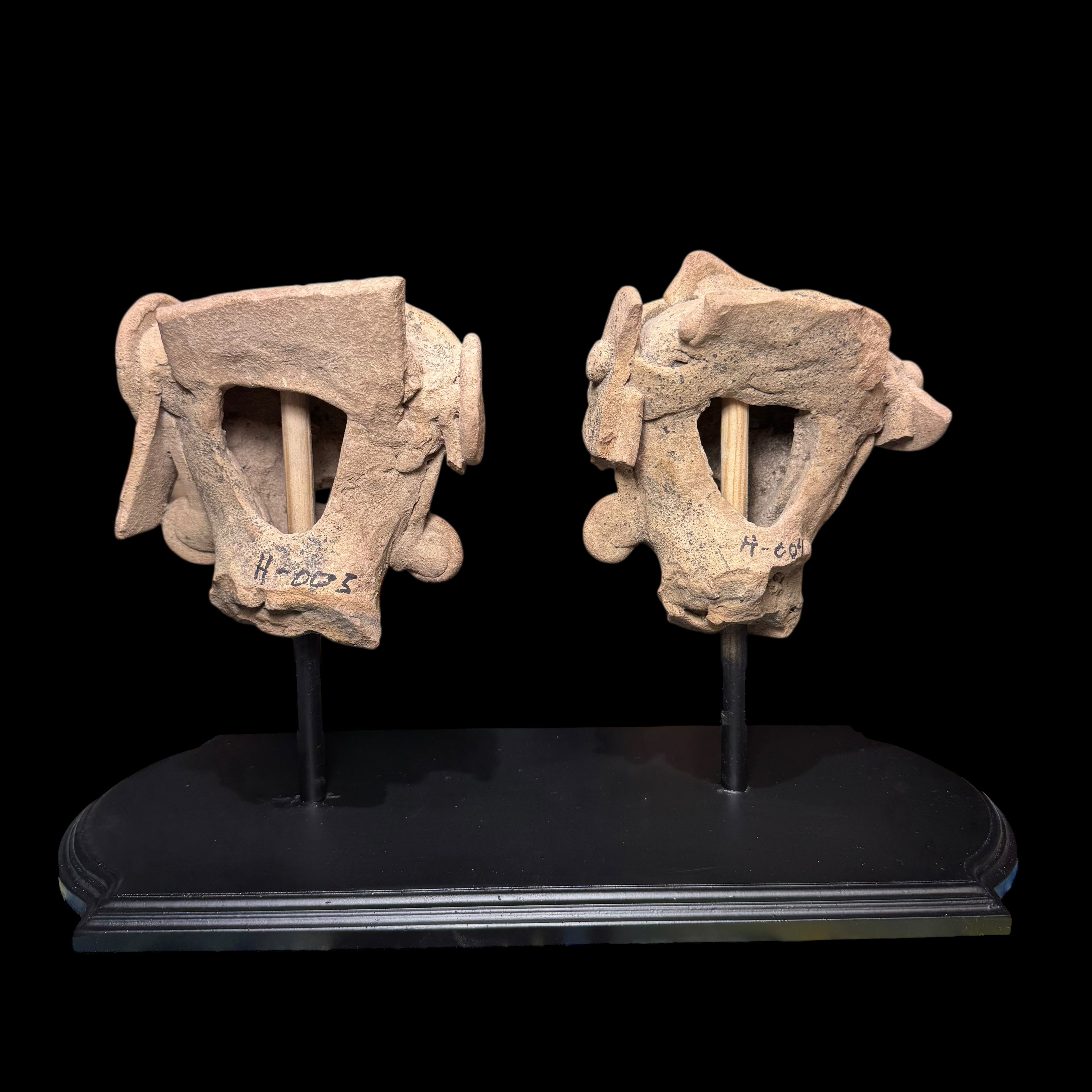 Pair of Pre-Columbian Veracruz Pottery Head Fragments