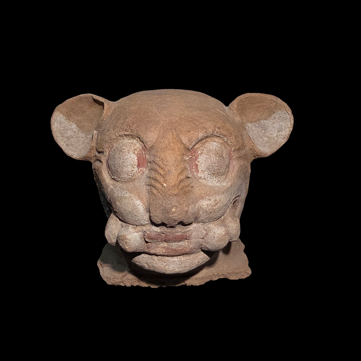 Pre-Columbian Maya Jaguar Burial urn lid fragment
