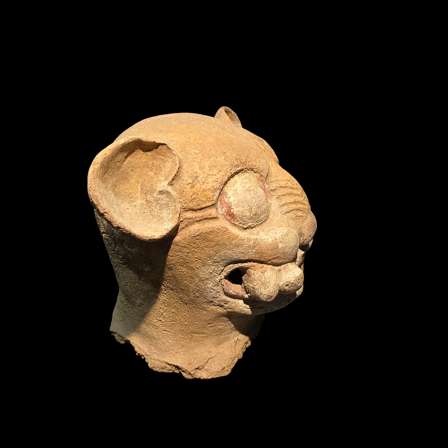 Pre-Columbian Maya Jaguar Burial urn lid fragment