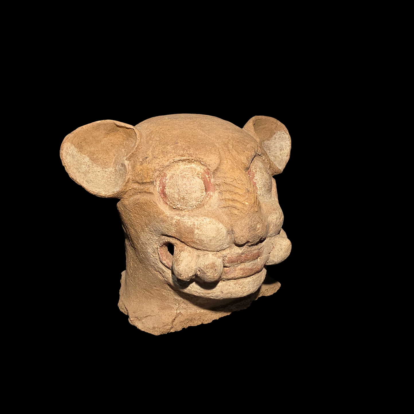 Pre-Columbian Maya Jaguar Burial urn lid fragment