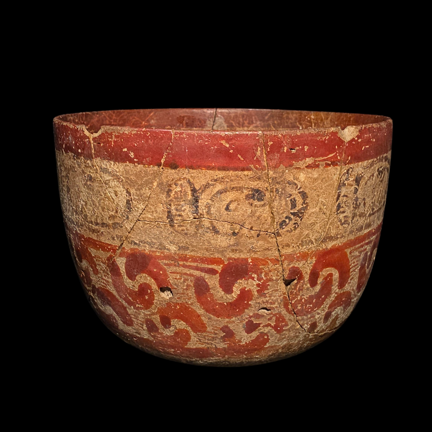 Maya Polychrome Cylinder Vessel – Cacao Glyph Band, Holmul Style