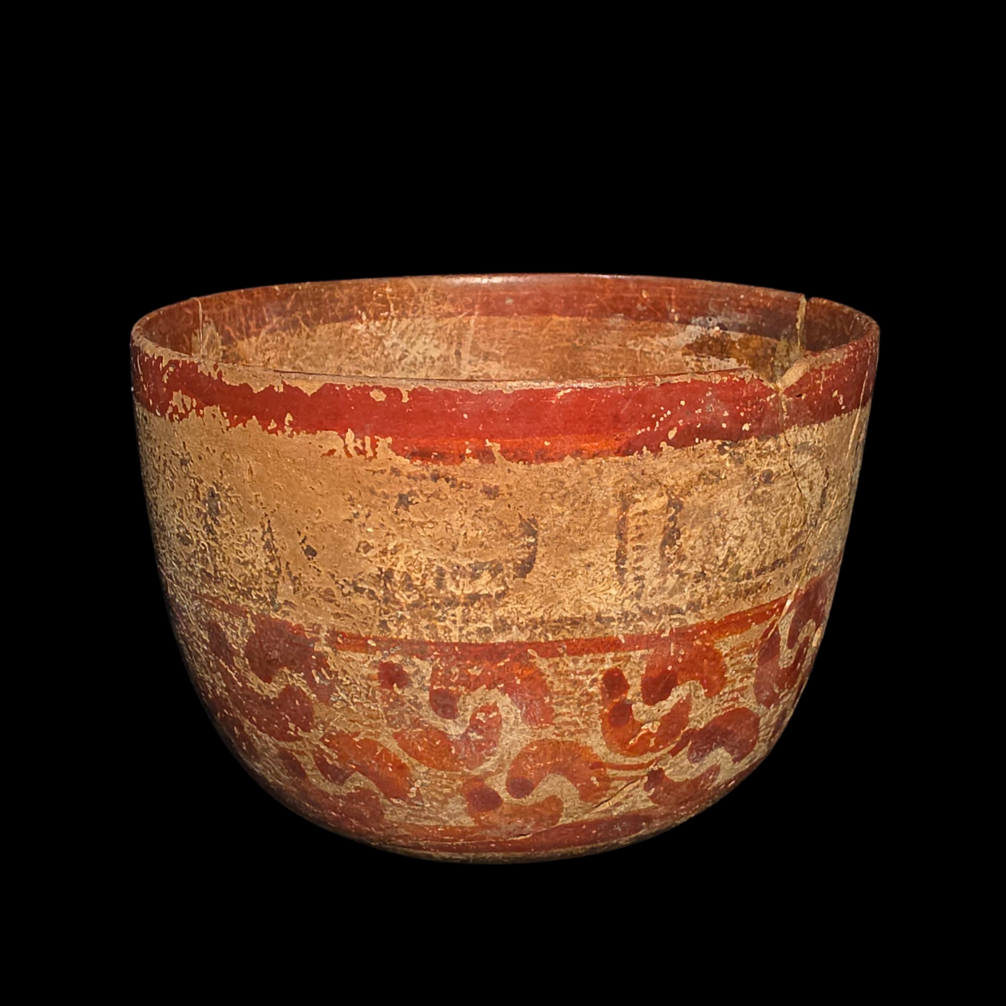 Maya Polychrome Cylinder Vessel – Cacao Glyph Band, Holmul Style