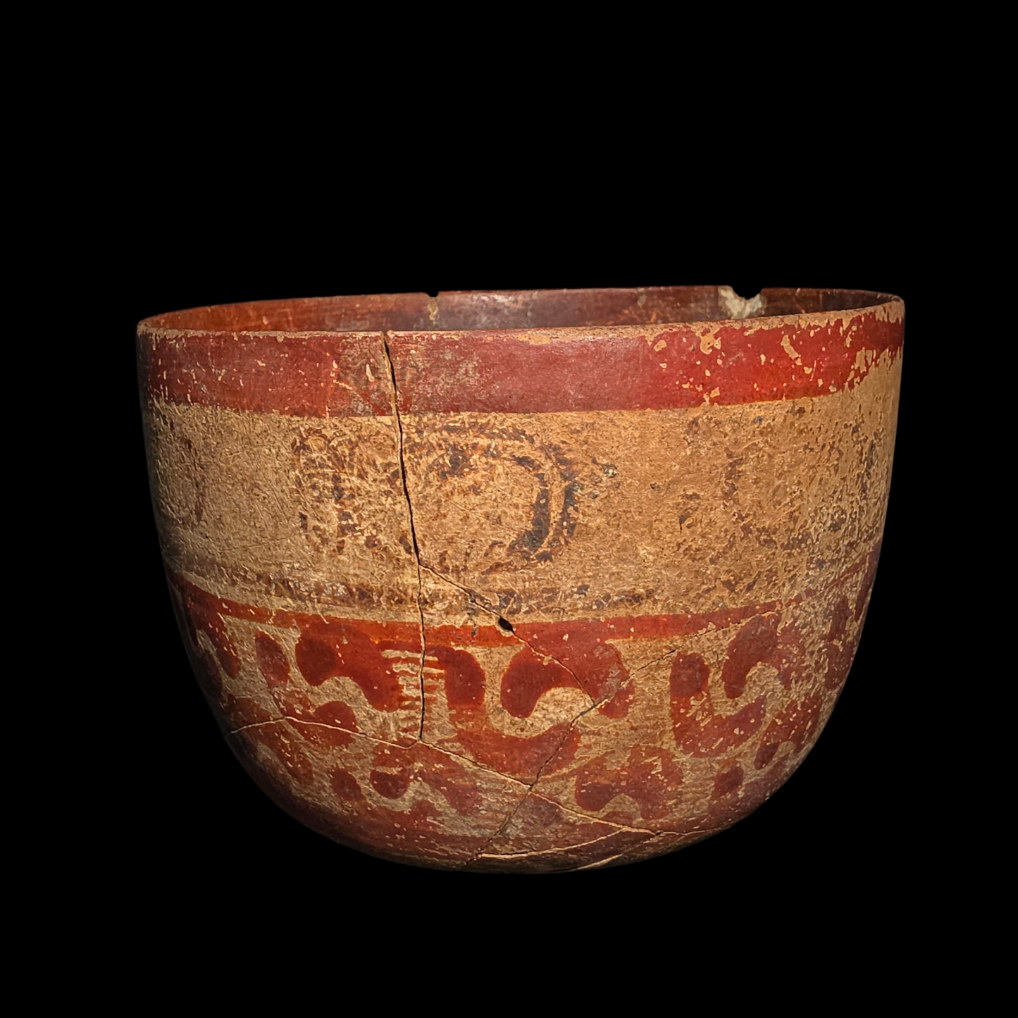 Maya Polychrome Cylinder Vessel – Cacao Glyph Band, Holmul Style