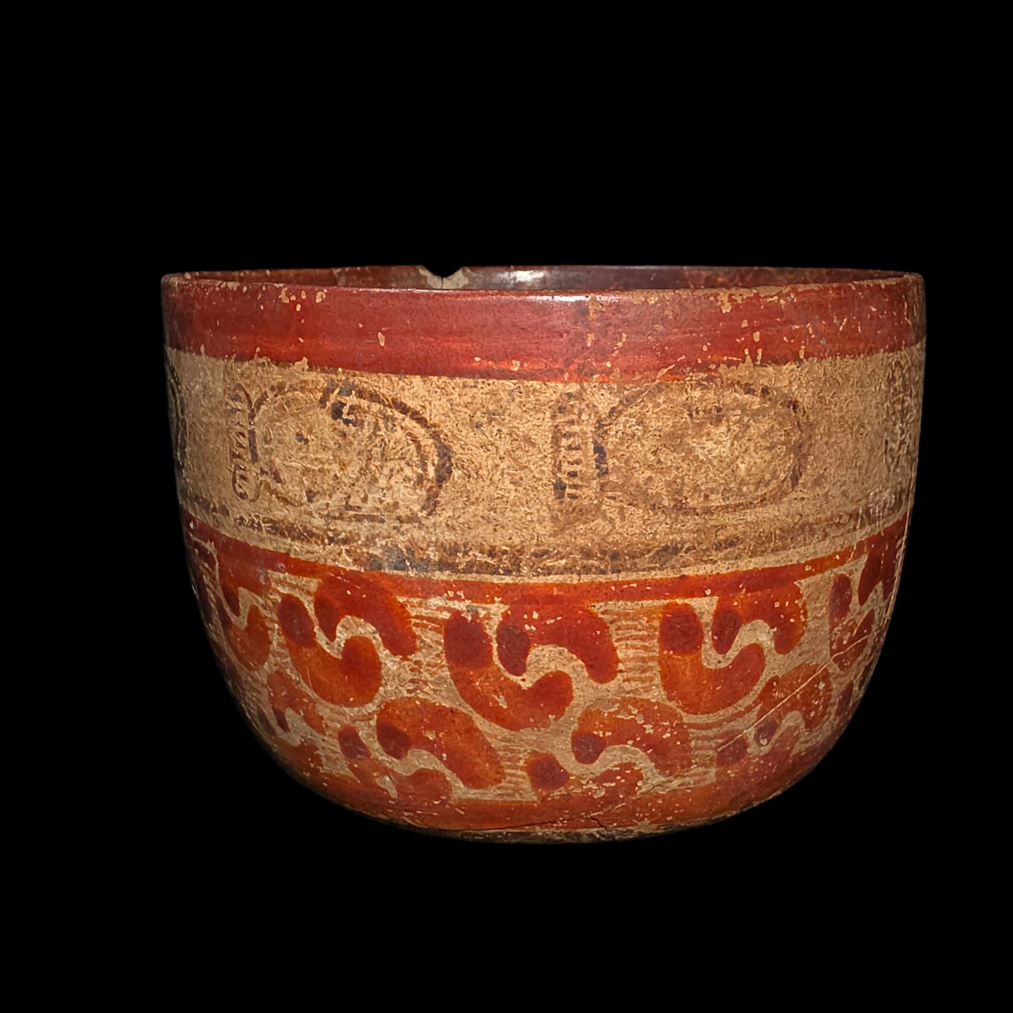 Maya Polychrome Cylinder Vessel – Cacao Glyph Band, Holmul Style