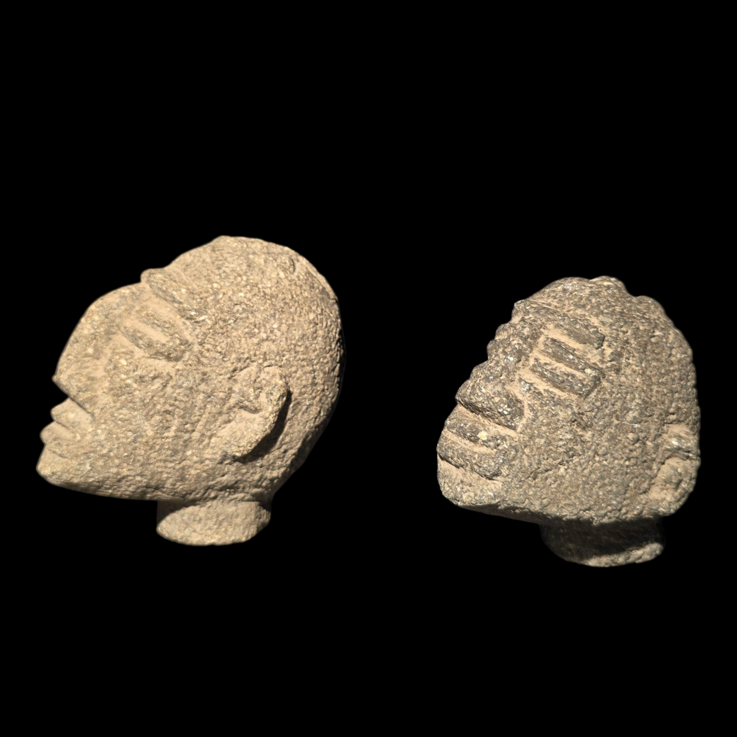 Pre-Columbian Costa Rican stone trophy heads