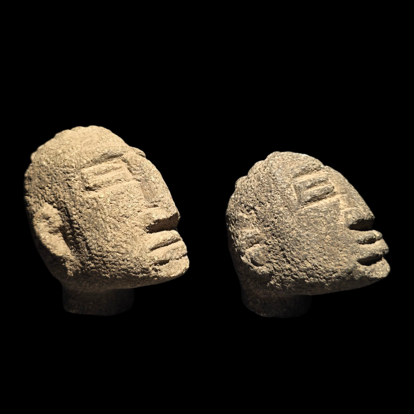 Pre-Columbian Costa Rican stone trophy heads