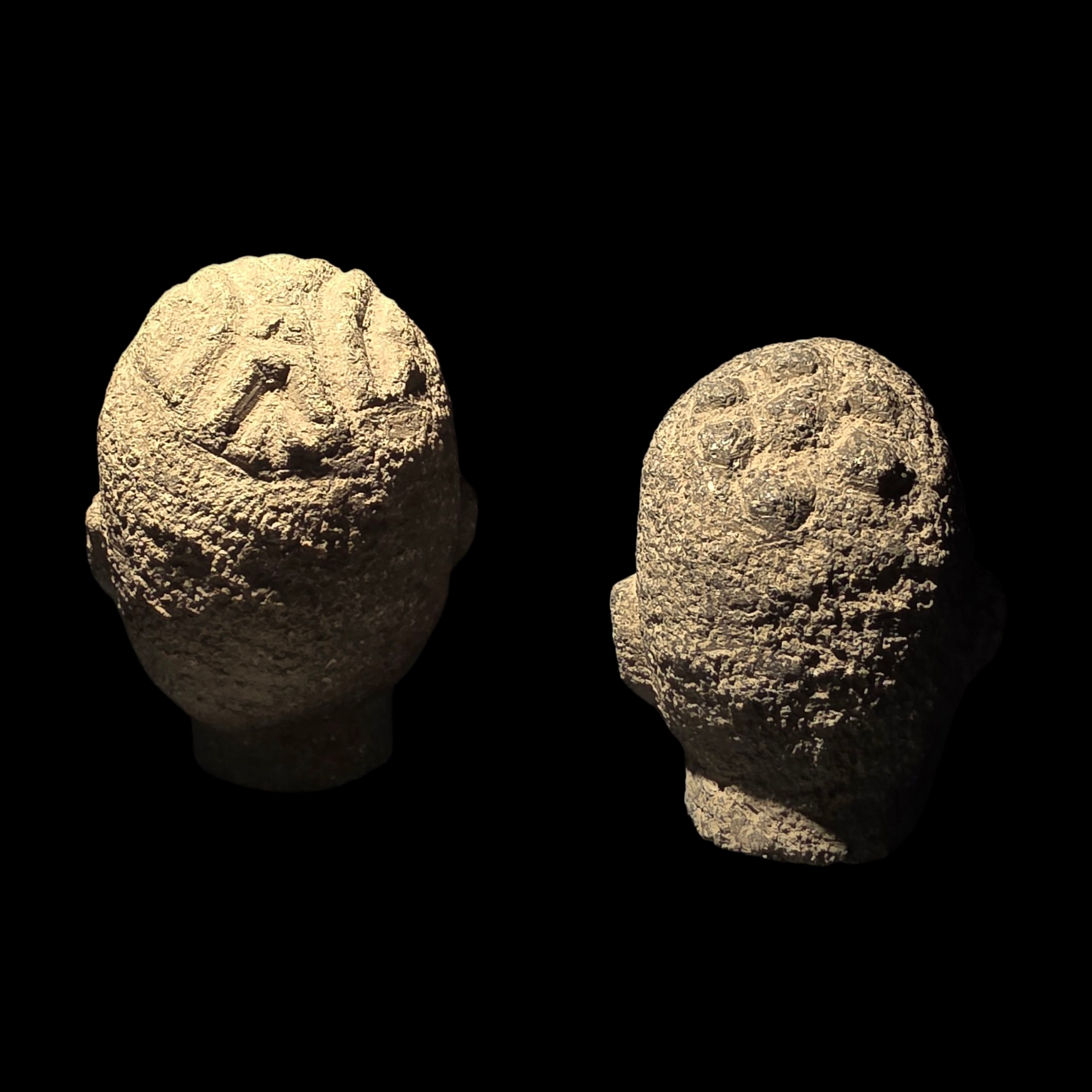 Pre-Columbian Costa Rican stone trophy heads