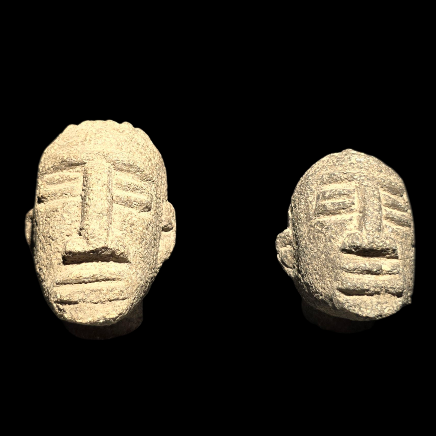 Pre-Columbian Costa Rican stone trophy heads