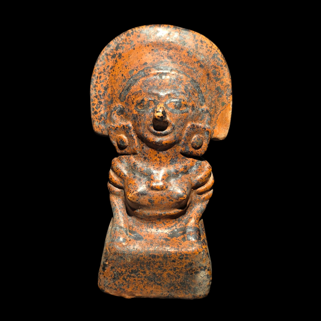 Large Pre-Columbian Maya Orangeware Female Figure
