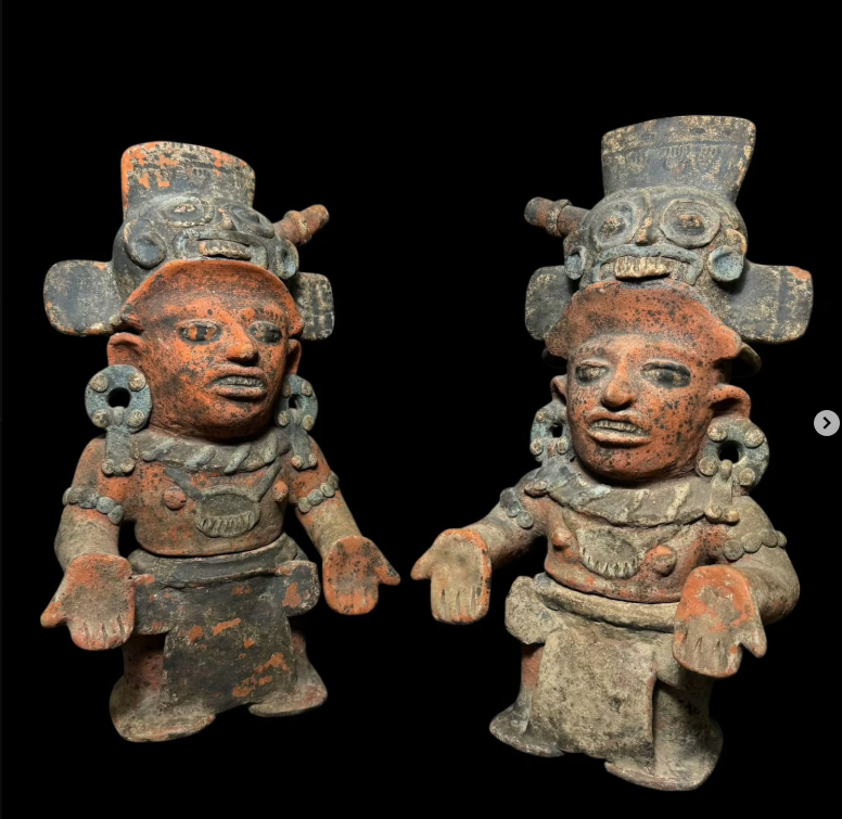 Exceptional Pair of Early Classic Maya Priest Figures - Ex Sotheby's