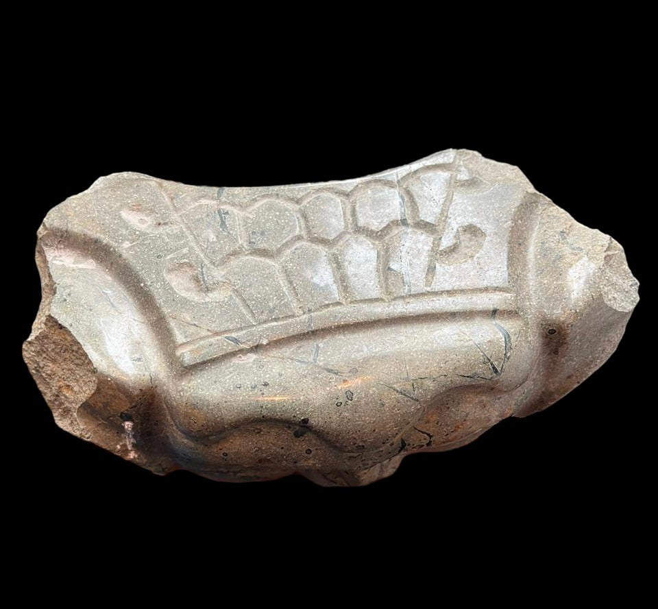 Fine Pre-Columbian Veracruz green stone Xipe Totec yoke fragment
