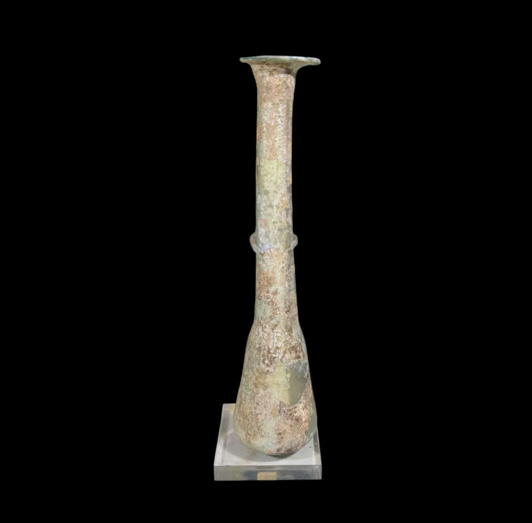 Ancient Roman Green Glass Unguentarium