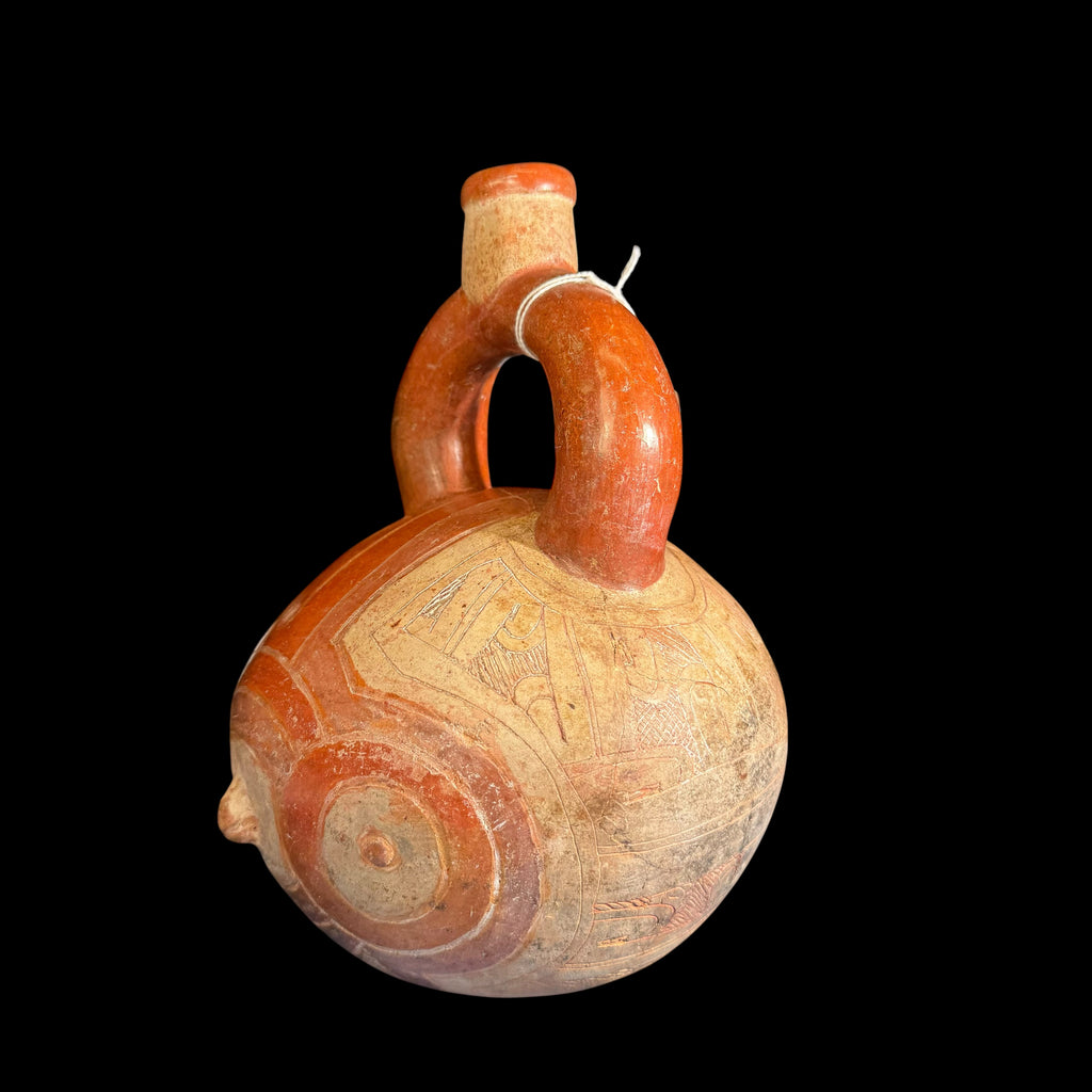 Pre-Columbian Chavin owl stirrup vessel