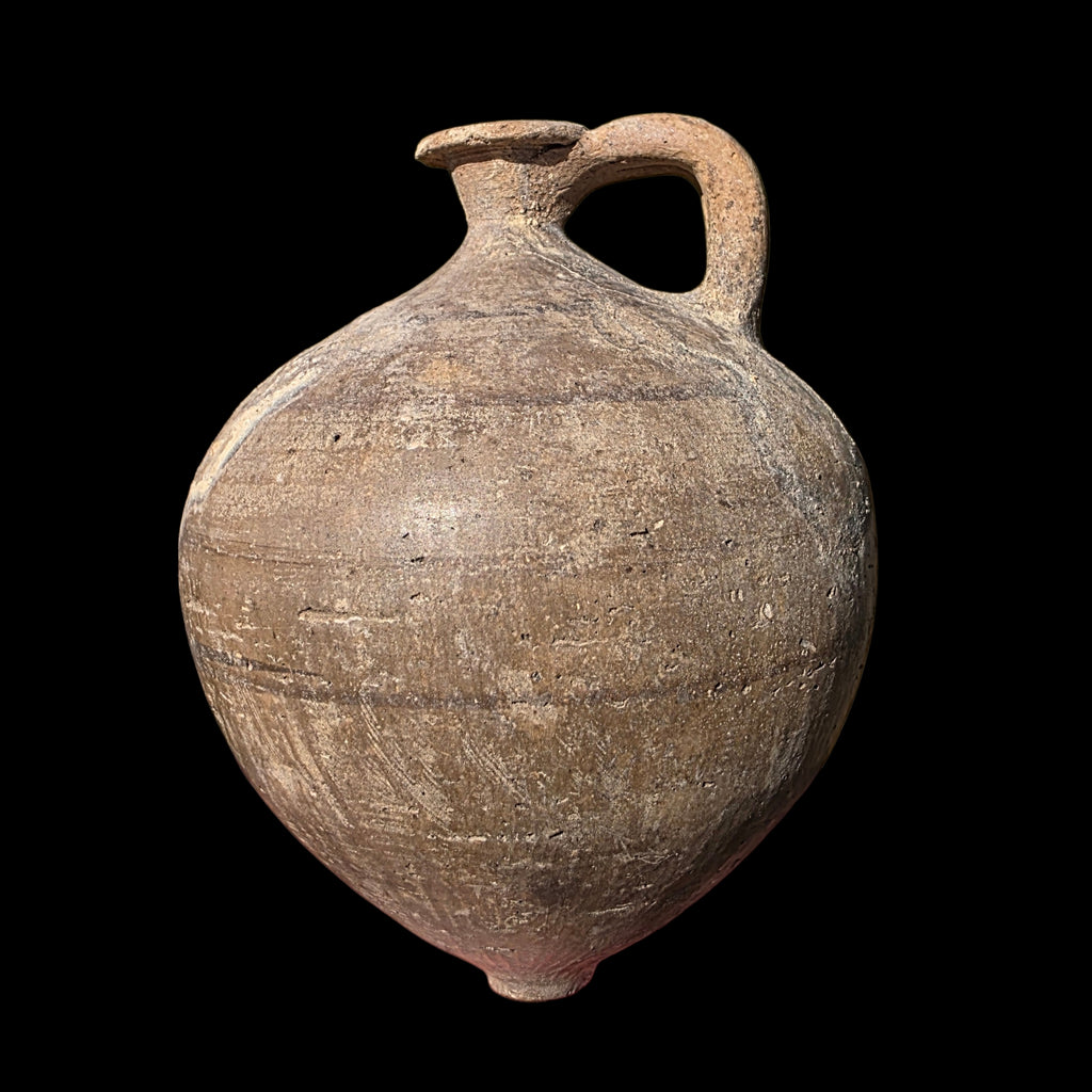 Ancient Iron Age II Pottery Juglet - Biblical Era Oil Flask w/ Linear Decoration