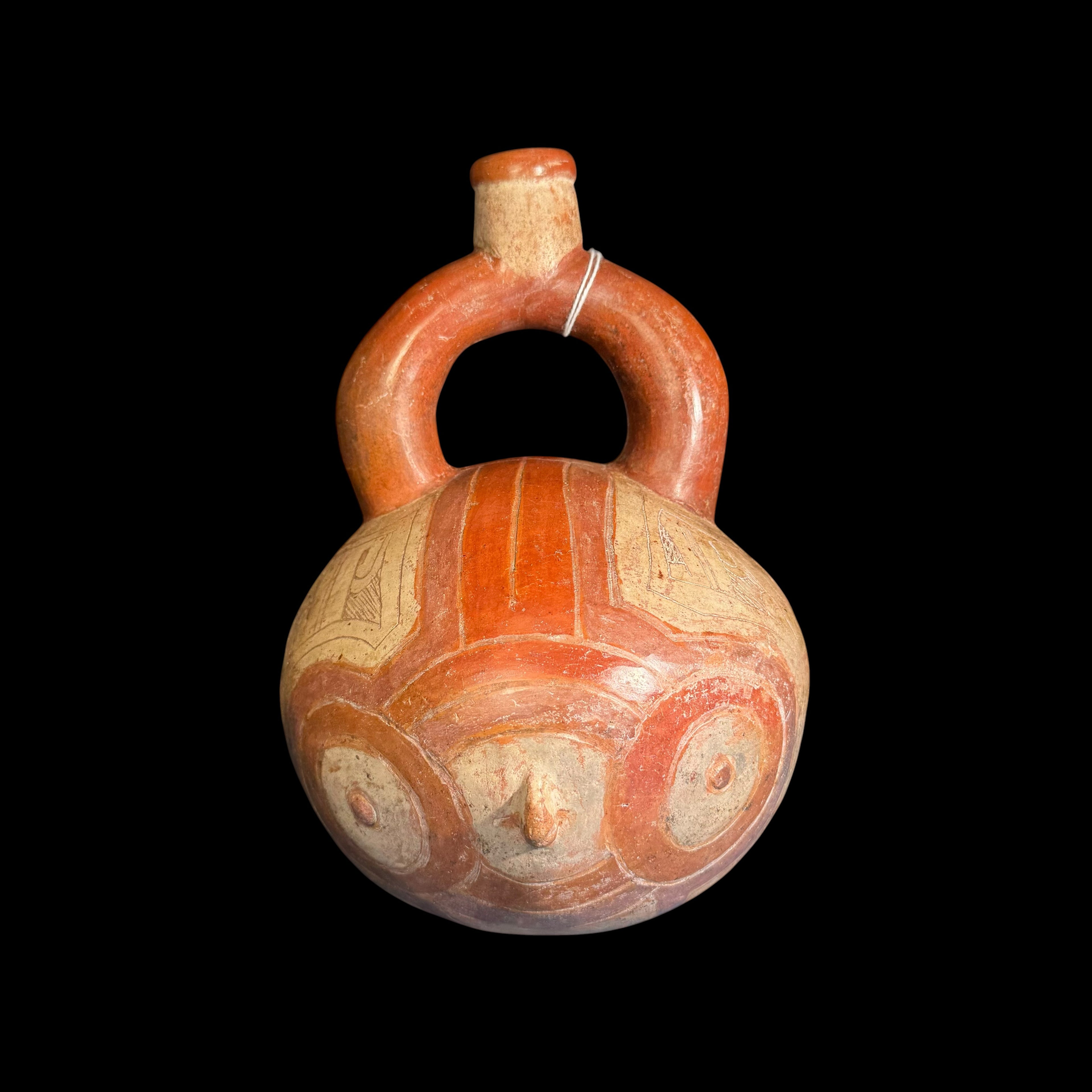 Pre-Columbian Chavin owl stirrup vessel