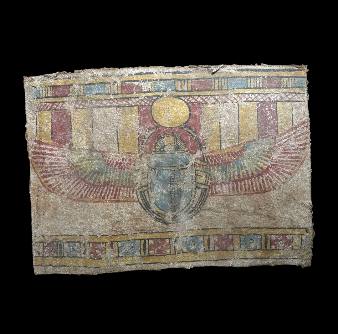 Ancient Egyptian Painted Funerary Textile Fragment