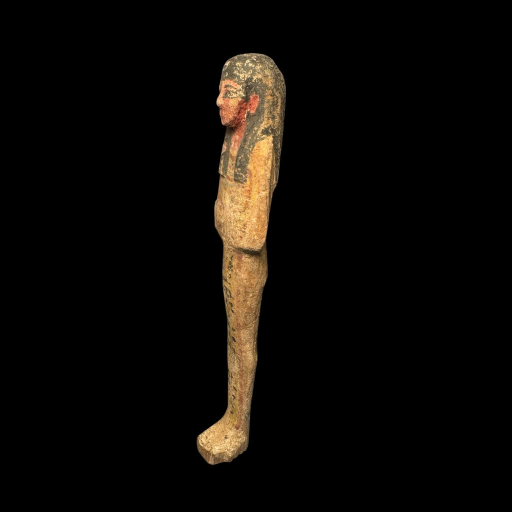 Ancient Egyptian Wooden Polychrome Ushabti of a Chantress of Amun