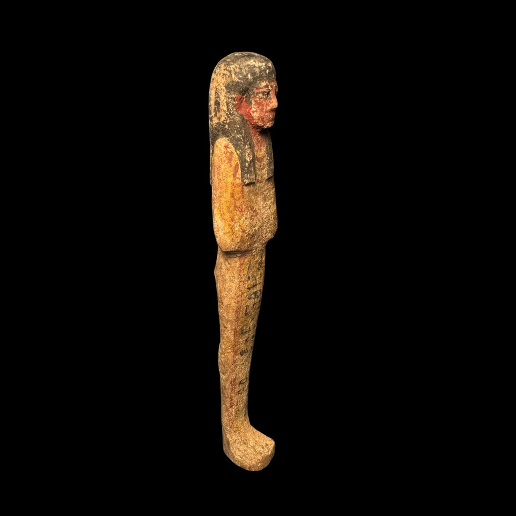 Ancient Egyptian Wooden Polychrome Ushabti of a Chantress of Amun