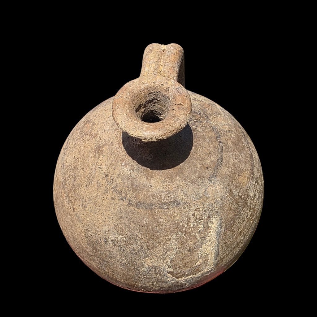 Ancient Iron Age II Pottery Juglet - Biblical Era Oil Flask w/ Linear Decoration