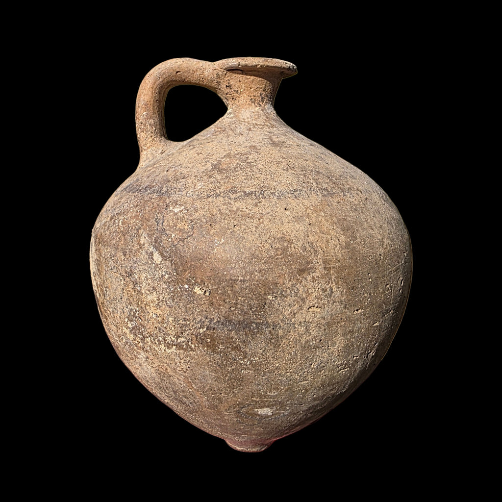 Ancient Iron Age II Pottery Juglet - Biblical Era Oil Flask w/ Linear Decoration