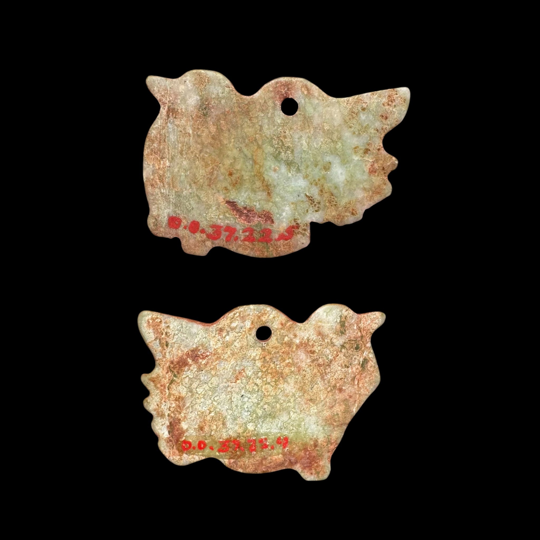 Pair of Pre-Columbian Mixtec Jade Bird Ornaments