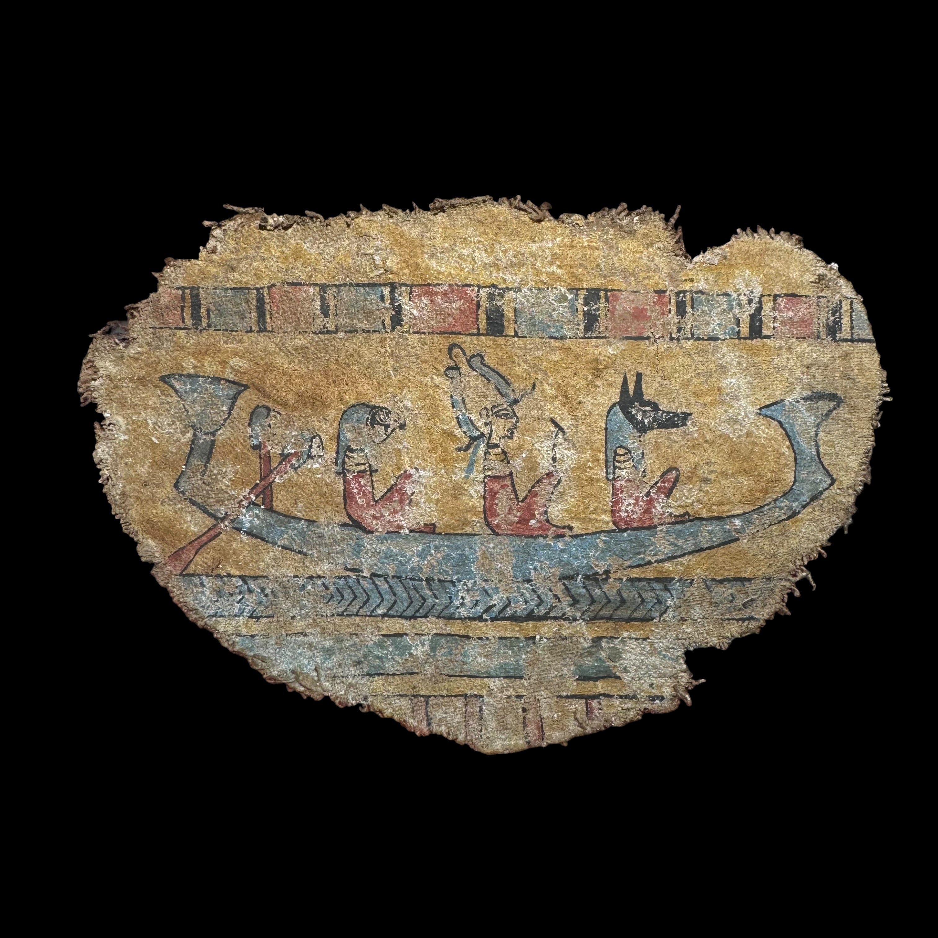 Ancient Egyptian Painted Funerary Textile Fragment