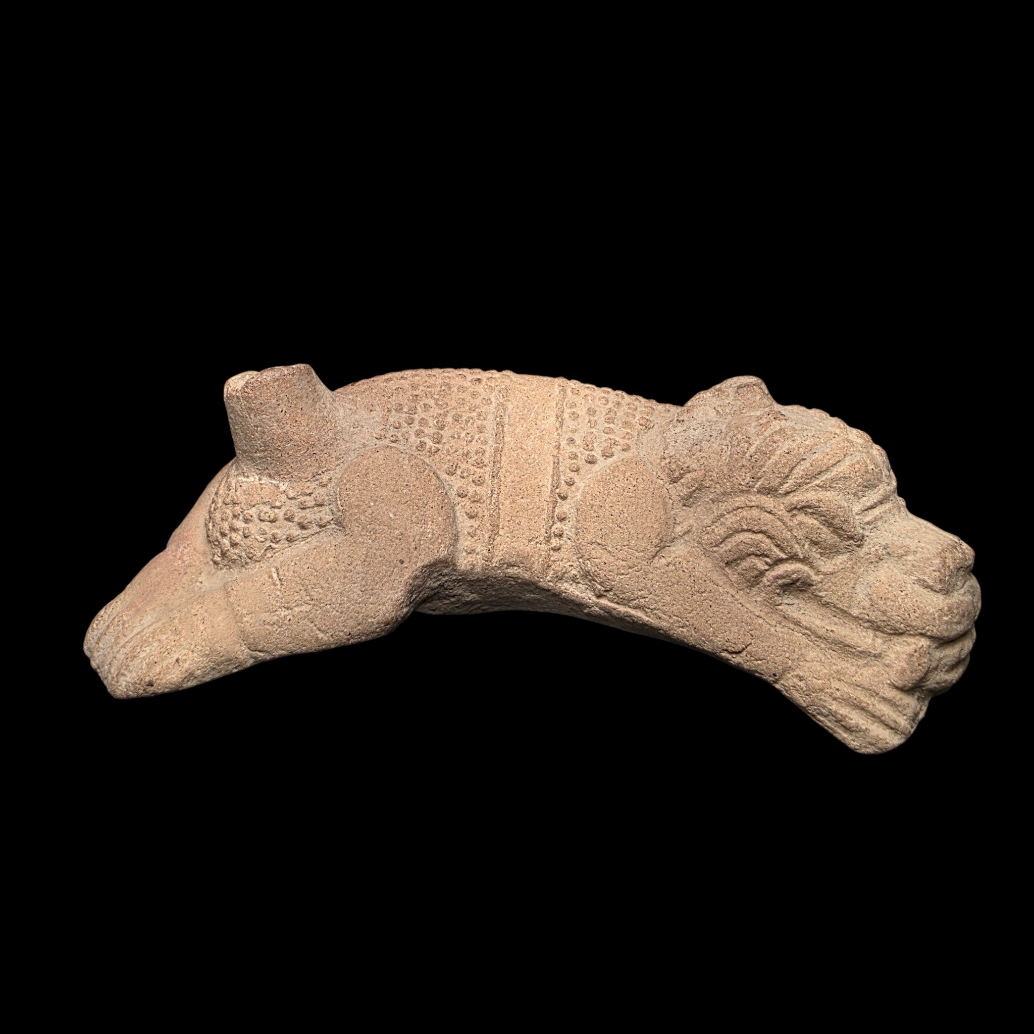 Pre-Columbian Veracruz Pottery Jaguar Rattle & Whistle